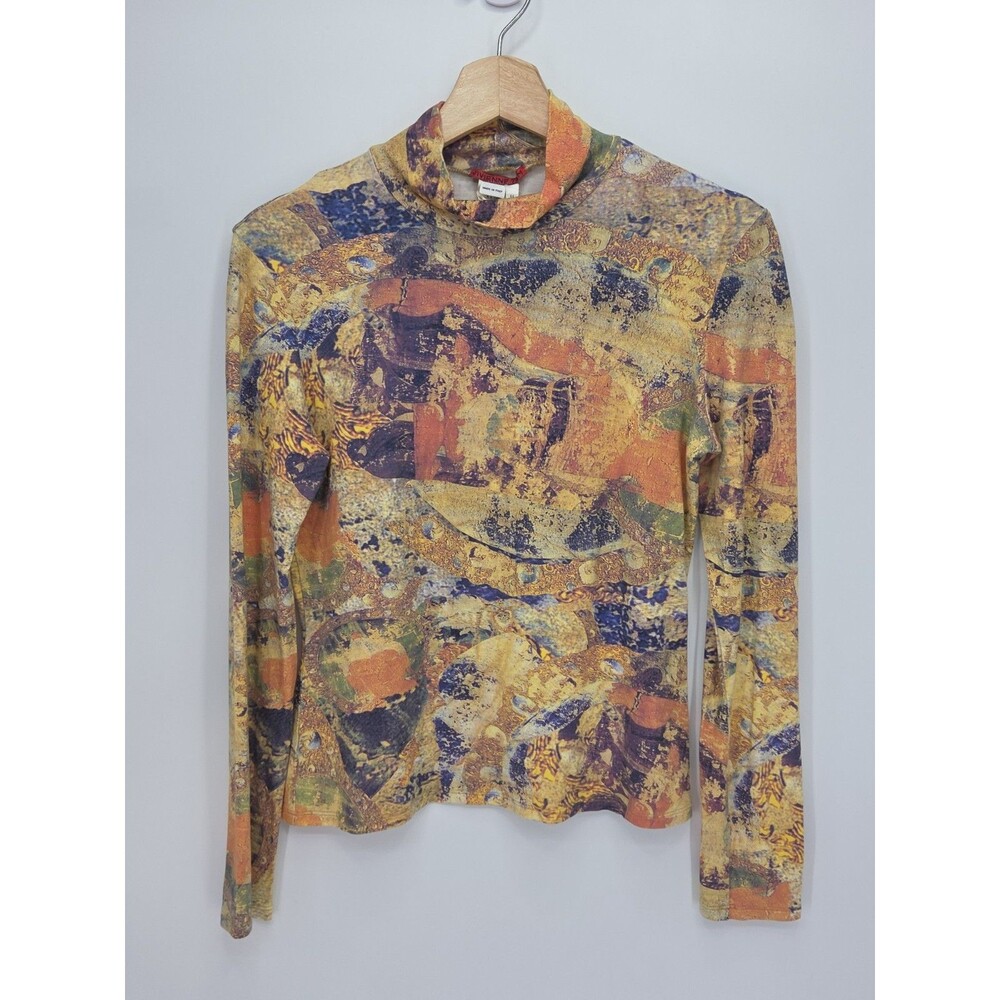 Vintage Y2K Vivienne Tam Buddha Print Mockneck Shirt Long Sleeves IT 44 US M/L